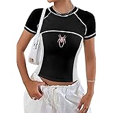 Avanova Women Raglan Colorblock Baby Tee Shirt Short Sleeve Summer Casual Tops