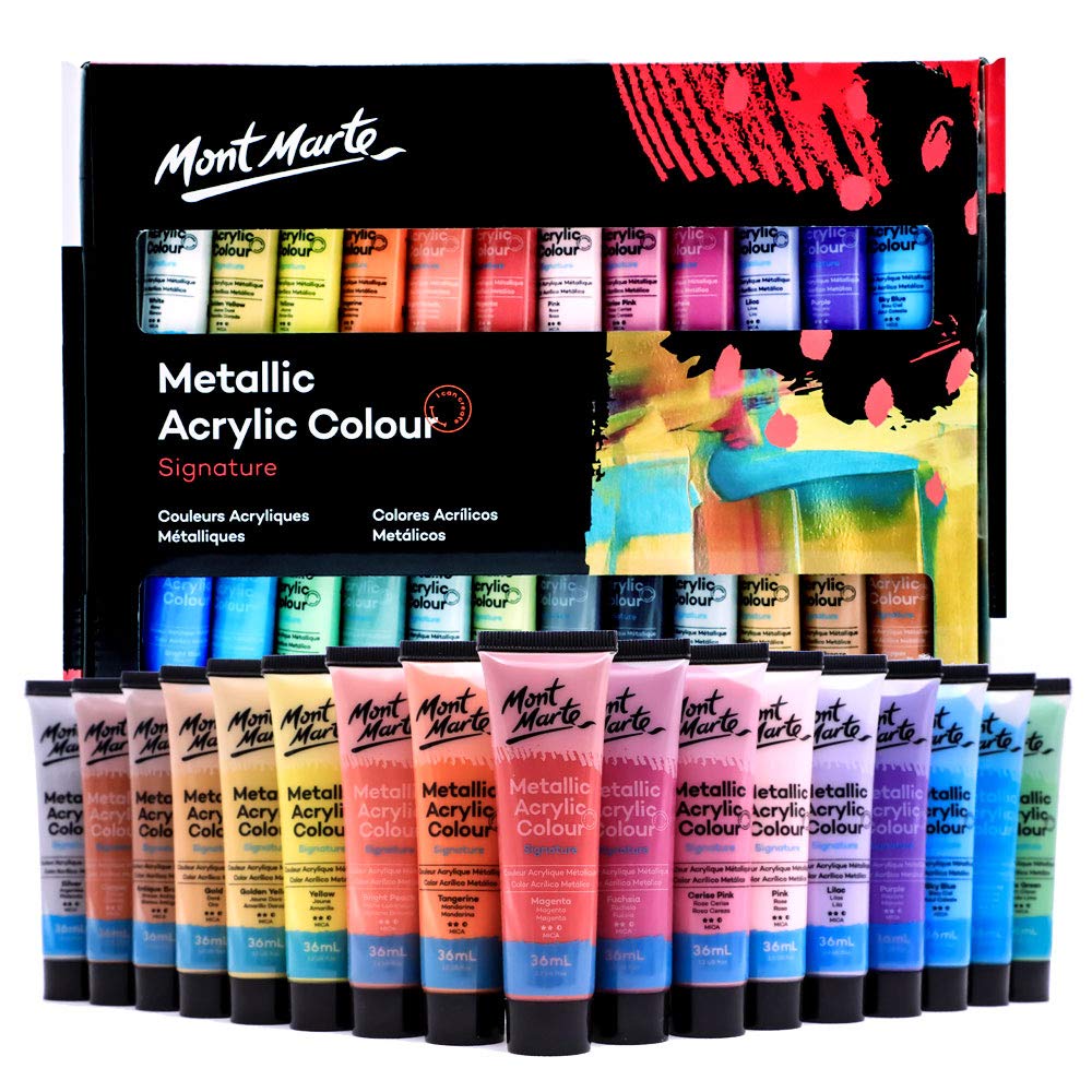 Mont Marte Premium Metallic Acrylic Paint Set, 24 x