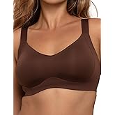 COMFELIE Minimizer Seamless Wireless Bra, Women’s No-Underwire Full Coverage V-Neck Adjustable Straps Push Up Everyday Bra