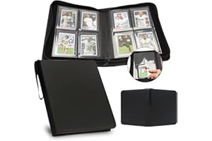Toploader Binder, HYMENEX Top Loader Card Storage Holds 96 Cards, 4 Pocket TopLoader Card Binder for Trading Cards 3" x 4" Rigid Card Holders and Sports Cards - Classic Black