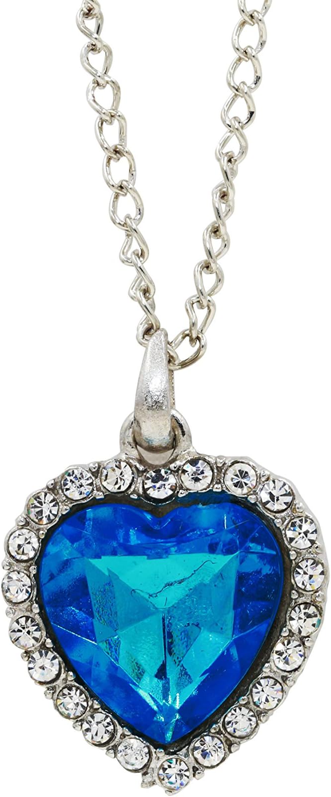 JJR 18k White Gold Plated Super Shinning Austrian Crystal The Heart of Ocean Pendant Necklace