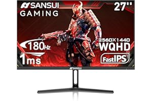 SANSUI 27 Inch WQHD 2560 x 1440P Gaming Monitor 180Hz/144Hz 1ms Fast IPS 2K Computer Monitor, HDMI 2.0 x2 | DP 1.2 x2 | VESA 