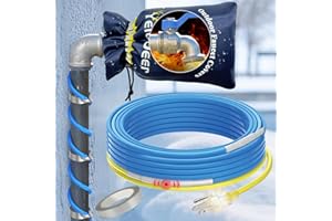 YeloDeer 15 FT Heat Tape for Water Pipes Kit With Outdoor Faucet Covers for Winter Pipe Freeze Protection, Self Regulating Heater Trace Cable 7.1"W X 10.7"H Larger Size Hose Bib Covers 5W/Ft 120V