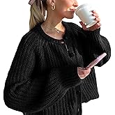 Watashi Womens Cardigan Sweater Fall Button Down Long Sleeve Sweater Chunky Knitwear Casual Open Front Loose Cardigan Coat