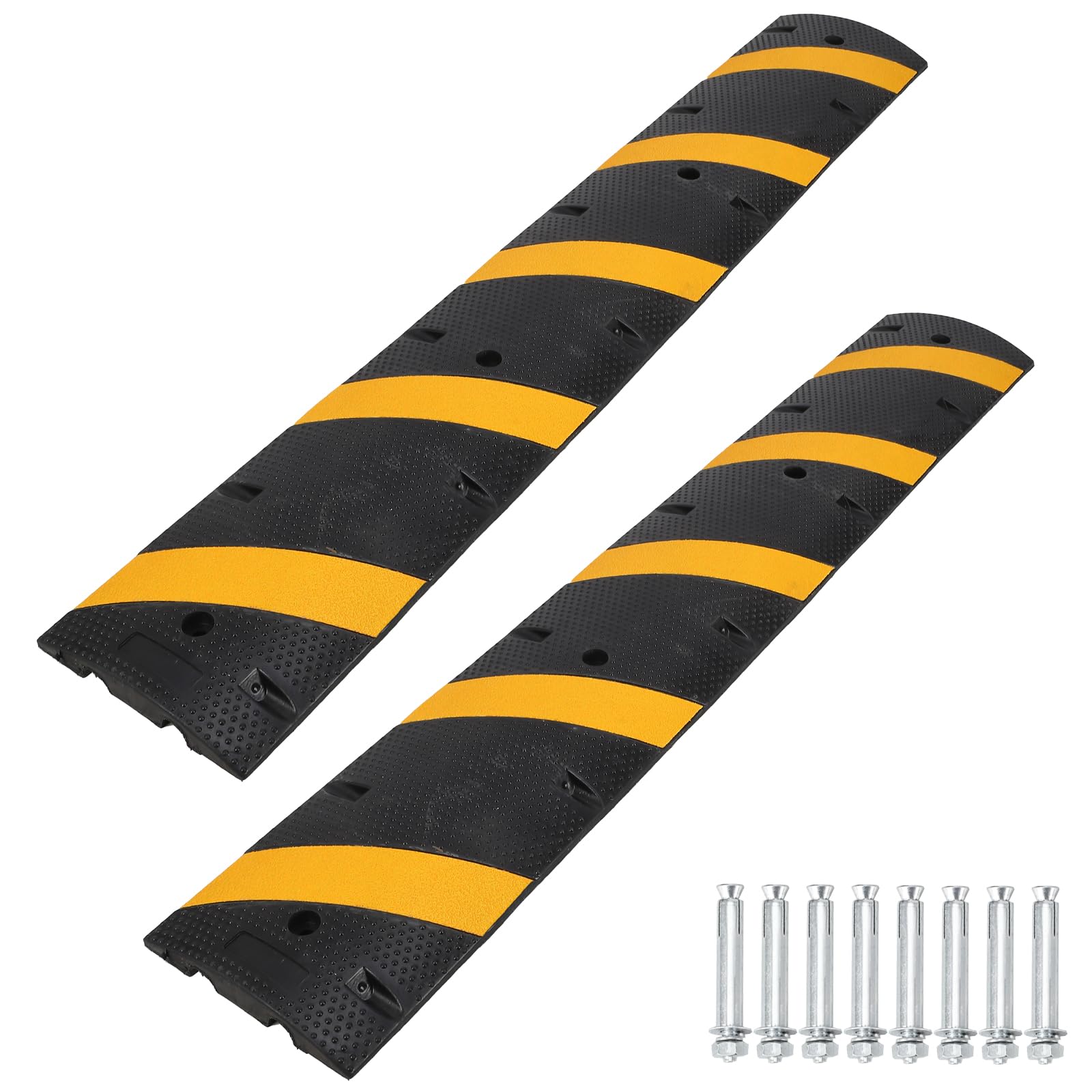 Photo 1 of ***FACTORY SEALED | TRUCK/TRAILER PICKUP ONLY*** Speed Bump, 2 Pack 6Ft Rubber Speed Bumps, 2 Channel Modular Speed Hump 25000LBS Load Capacity, Cable Ramps Hose Protector Ramps with 8 Bolt Spikes for Asphalt Concrete Gravel Driveway Road