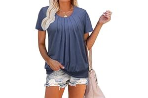 Women Short Sleeve Tunic Tops Summer Crew Neck Shirts Casual T-Shirt Blouse