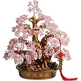 Natural Rose Quartz Tree Large,18" Chakra Crystal Tree(1,300 Gemstone Count) Healing Properties - Bonsai Feng Shui Money Tree for Love Self Care Home Office Decoration