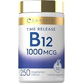 Carlyle B12 Vitamin 1000 mcg | 250 Count | Time Release Tablets | As Cyanocobalamin | Vegetarian, Non-GMO &amp; Gluten Free Supplement