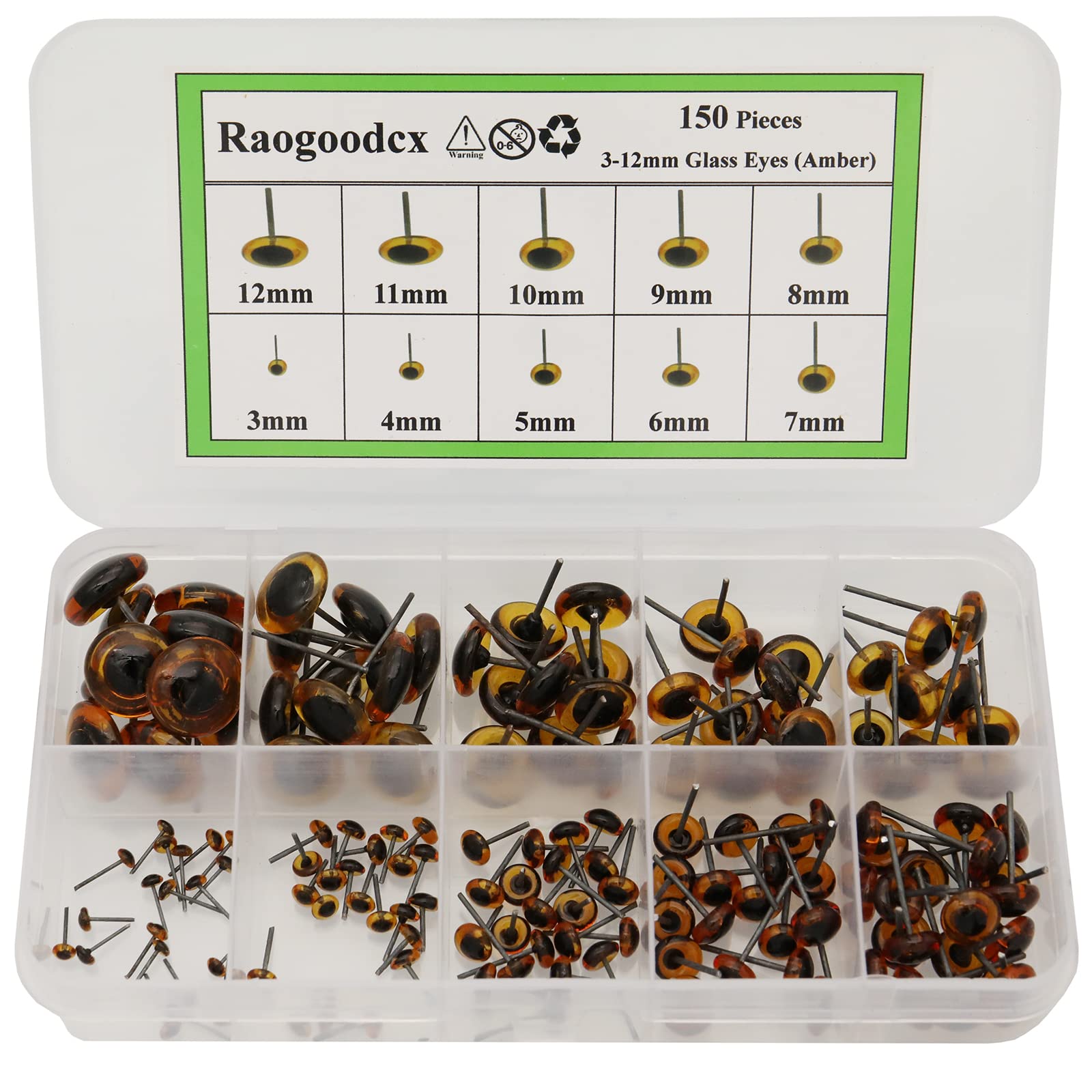 150Pcs Needle Felting Eyes mini Glass Amber Eyes Kits for Toy Teddy Puppets Dolls Wool Felting Crafts