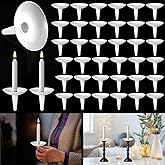 50 Pcs Candle Drip Protectors, Reusable Plastic Candle Holders Bobeches for Candlesticks, Candle Drip Wax Catcher Convenient Candlelight Service for Church Vigil Christmas Eve Wedding Party Candles