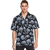 visesunny Stylish Men's Seasonal Hawaiian Print Button Down Short Sleeve Shirt S-XXL