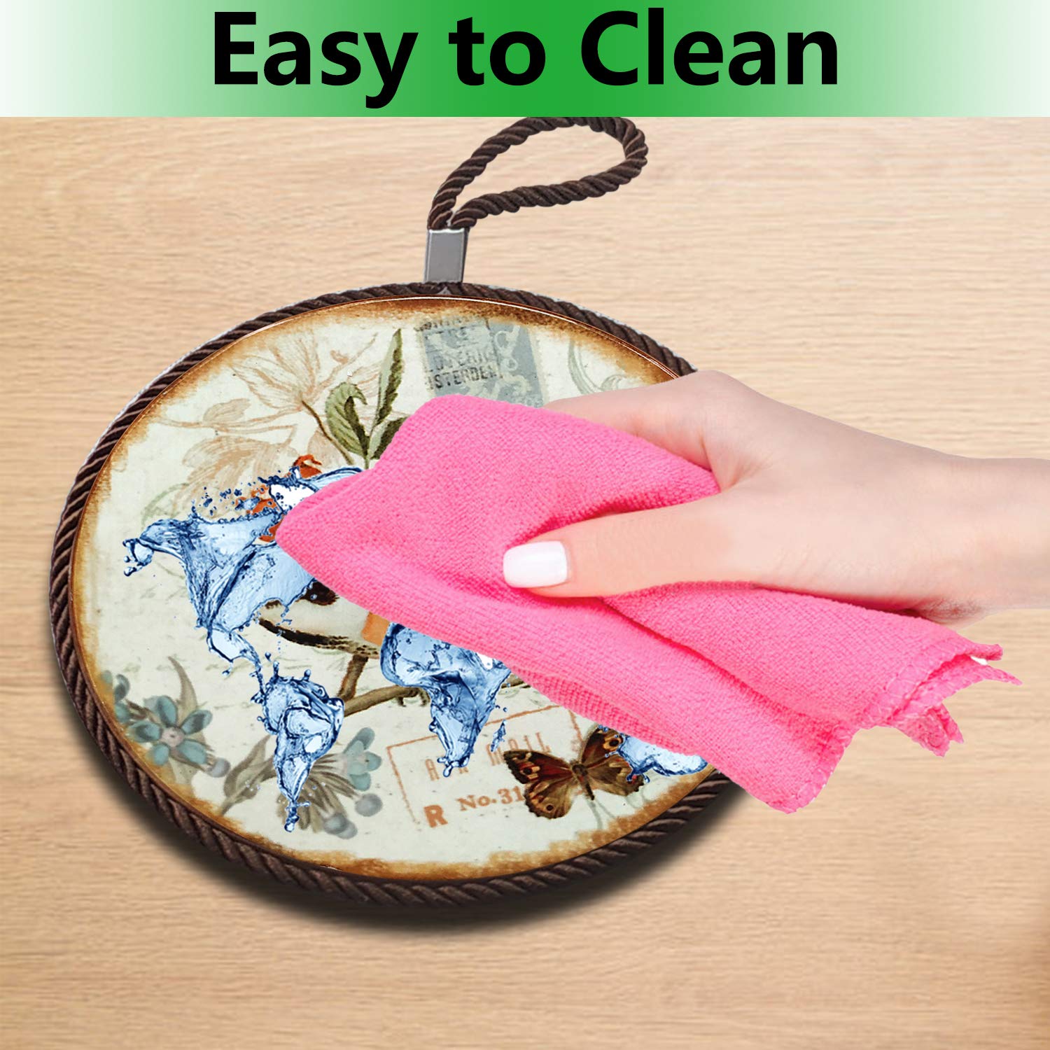 LoveHome Decor Ceramic Pot Holder,Vintage Style The Painting Bird Pattern Non-Skid Heat Insulation Hot Pot Pad Mug Cork Mat Cork Holder Round Bowl Pad Coaster Cushion