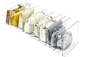 VERONLY 2 Pack Purse Organizer for Closet, 10 Layers Acrylic Shelf Dividers, Adjustable Purse Wallet Bag Divider, Handbag Separator Organizers for Office, Bookshelf, Bedroom