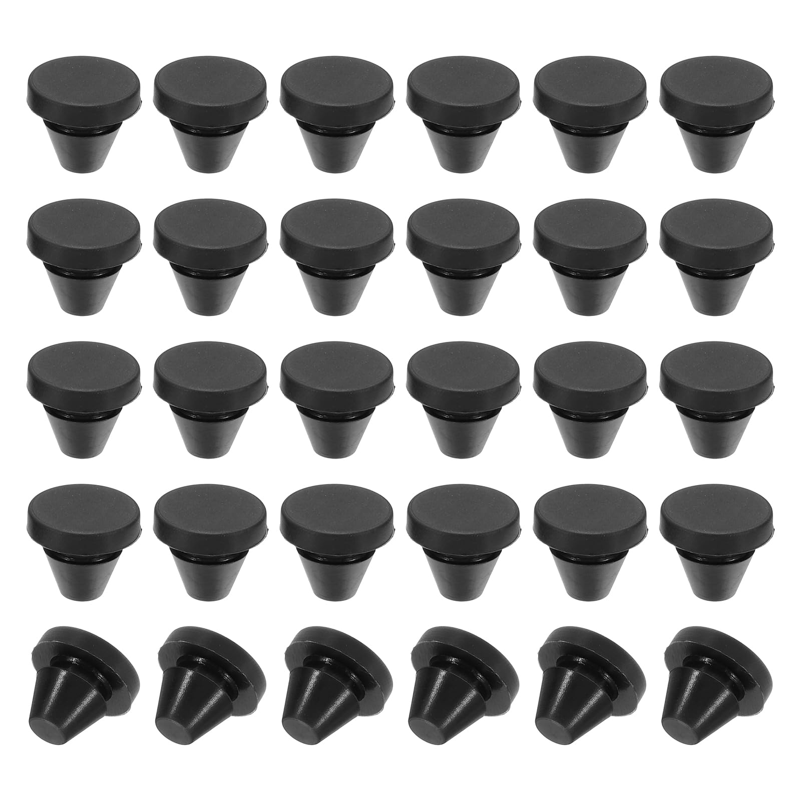 PATIKIL 7mm Diameter Silicone Round Snap, 30 Pcs in Type Locking Furniture Hole Plug Button Protective Cover Cap Head Fit for 2.5-7mm Hole for Seal Bulkhead Cylinder Hole, Black