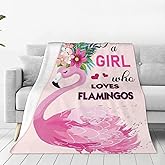 SweetFox Just A Girl Who Loves Flamingos Blanket Cute Flamingo Decor Pink Throw Blanket Gifts for Girls Super Warm Soft Plush Lightweight Fleece Flannel Blanket Winter Bedding for Kids Women 60"X50"