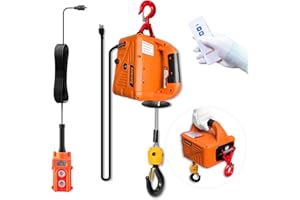 KITUYOTO 3-in-1 Electric Hoist Winch, 1100lbs Manual, Wired and Wireless Remote Control, 110/120V Portable Pure Copp Electric Winch Crane, Overload Protection, Suitable for Towing and Lifting