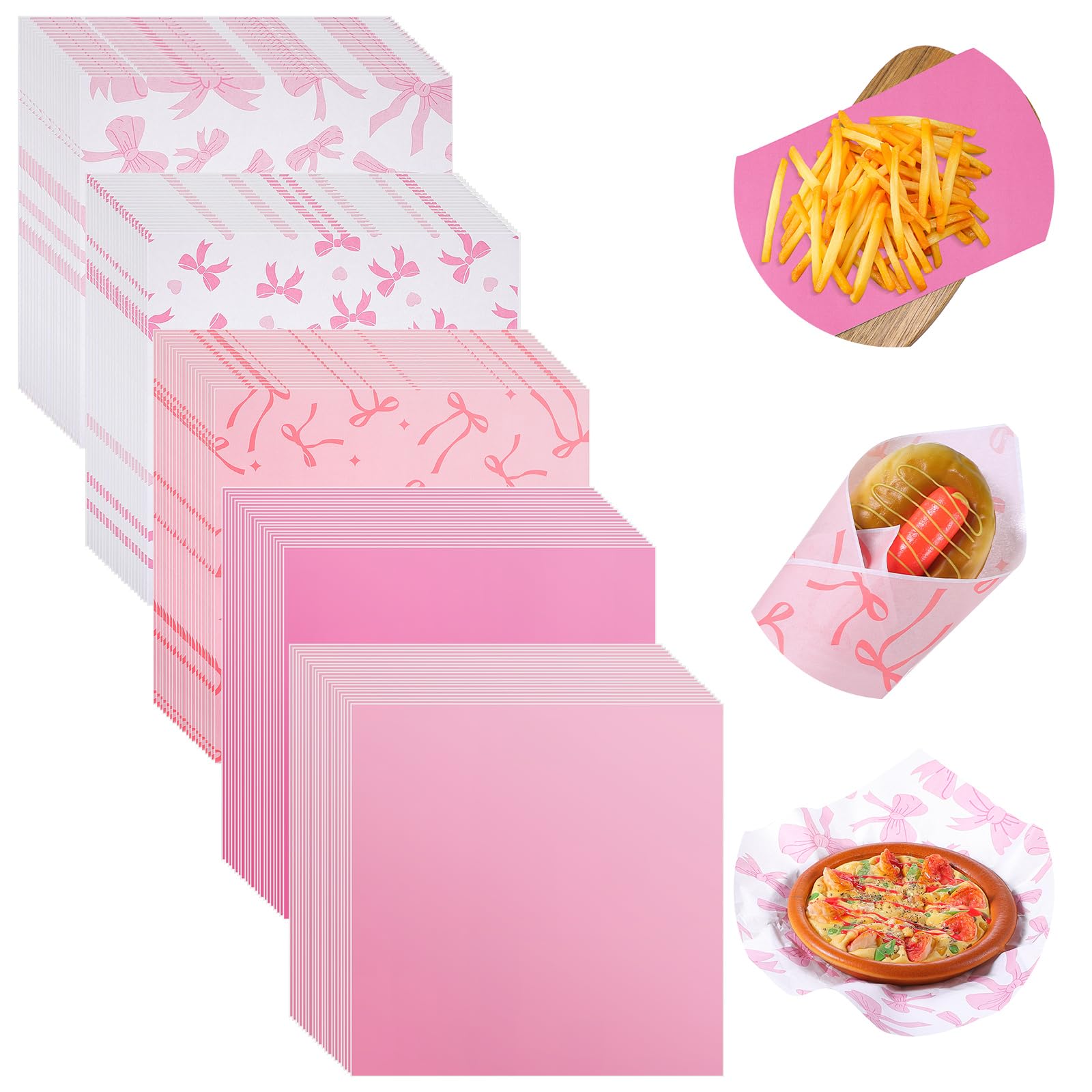 Photo 1 of Havawish 400 Sheets Dry Waxed Deli Paper Sheets, 12x12 Inch Colorful Deli Wrap Wax Paper Liners for Plastic Food Basket, Wrapping Bread and Sandwiches(Pink White,Bow)