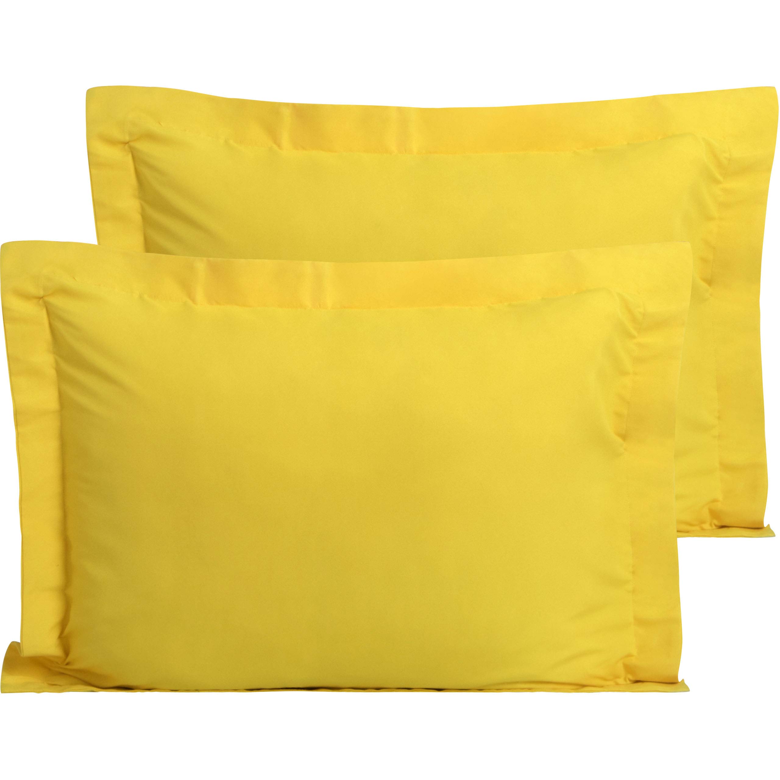 FLXXIE 2 Pack 100% Brushed Microfiber 1800 Oxford Pillowcases, Stain Fade and Wrinkle Resistant, Soft and Cozy Standard Oxford Pillow Cases | Hotel Quality Pillow Shams, Yellow, 50x75 cm