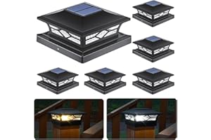 APONUO Solar Post Cap Lights Outdoor, Solar Post Lights 2 Lighting Modes Outdoor LED Light, Solar Fence Post Lights for Fence