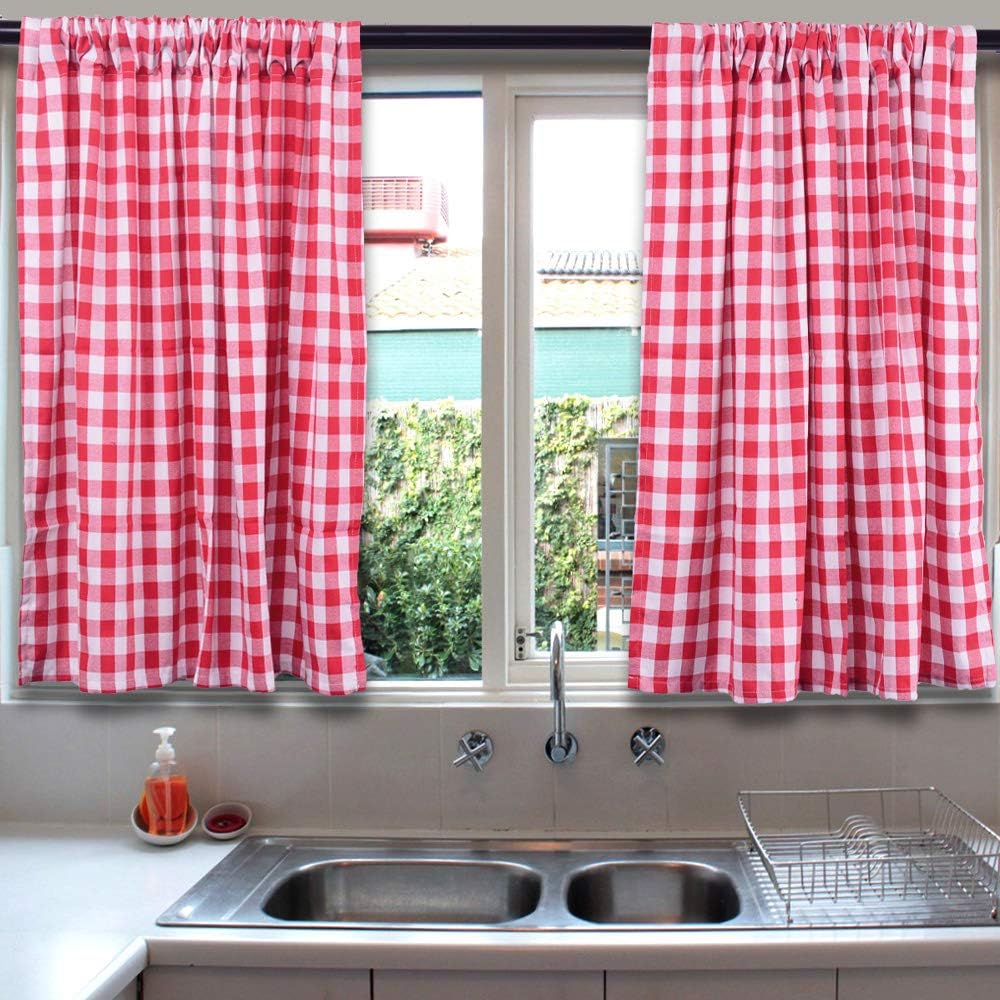 Amazon Com Lghome Buffalo Check Curtains Red And White 24x36inch