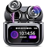 VEKJ Sleep Earbuds, Bluetooth 5.4 in Ear Smart Touch Screen Earbuds, 48H Mini Sleep Headphones Small Design for Side Sleepers, Crystal-Clear Calls Ear Buds, 5 EQ Modes, IPX7 Waterproof Earphones Black