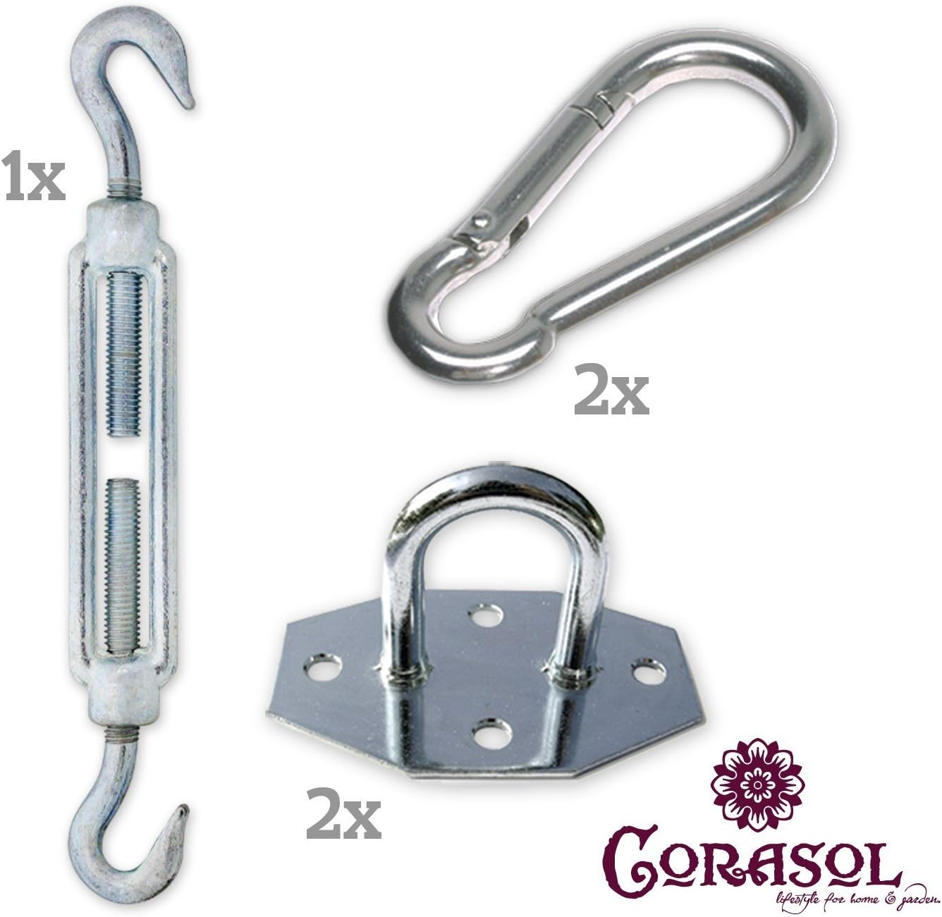 CorasolCOR19SET1 Mounting Set No.1 for 3-Corner Sun Sail, Galvanised