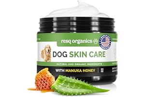 RESQ ORGANICS Hot Spot Treatment for Dogs - Pet Wound Care, Healing Ointment for Pets Itchy Skin Relief, Dry Skin Treatment, Natural Allergy Relief, Dog Paw Balm + Manuka Honey, Aloe Vera, Vitamin E (2 Oz.)