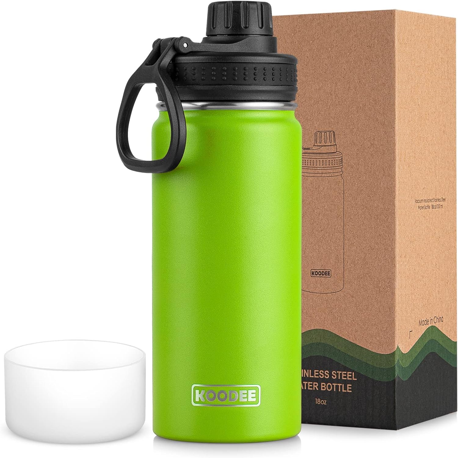 Photo 1 of ***USED*** koodee Water Bottle-16 oz Stainless Steel Double Wall Vacuum Insulated Water Bottle for GIrls and Women, Reusable Metal Water Flask with Leakproof Spout Lid (Apple Green)