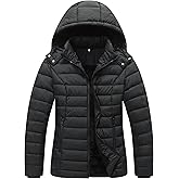 ALPIXIS Women's Quilted Down Coat Waterproof Warm Thicken Flannel Lined with Detachable Hood Windproof Winter Puffer Jacket