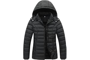 ALPIXIS Women's Quilted Down Coat Waterproof Warm Thicken Flannel Lined with Detachable Hood Windproof Winter Puffer Jacket