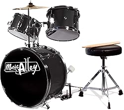 Music Alley 3 Piece Kids Drum Set with Drum Sticks