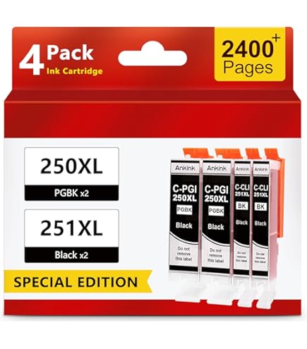 251 Ink Compatible Printers Set Di 25 Cartucce Per Stampanti Canon PIXMA MG5420/MG5422/MG5520 Con Chip | Ricambi Compatibili | PGI-250XL CLI-251XL Cartucce Canon - Foto 9