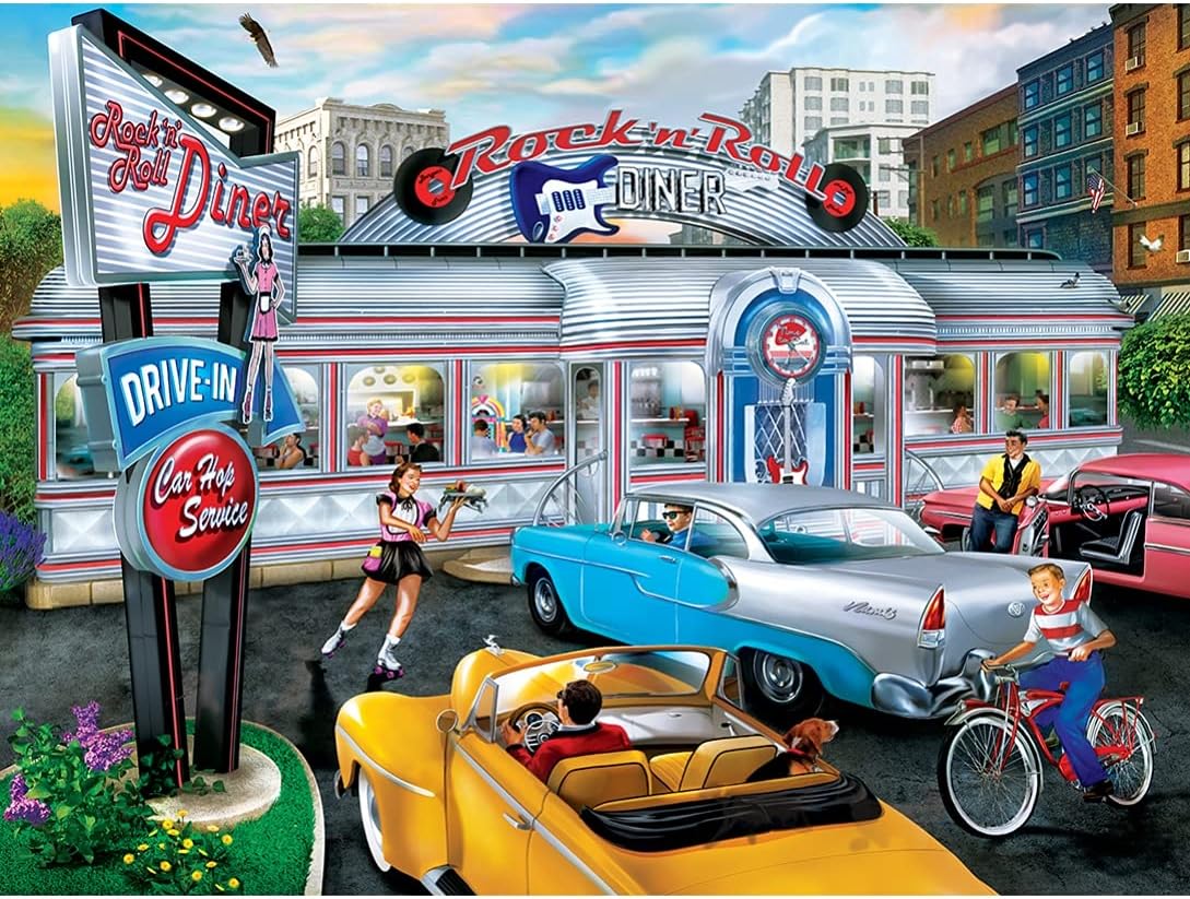 MasterPieces Drive-Ins, Diners and Dives Puzzles Collection - Rock & Rolla Diner 550 Piece Jigsaw Puzzle: Toys & Games