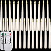 Tuanse 24 Pack Valentines Day Flameless Flicker Taper Candles with Remote and Timer, Battery Operated LED Warm White Taper Candles Light Bulk for Home Wedding Decoration Gifts(Beige,11 Inch)