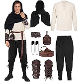 10 Pcs Medieval Costume Men Renaissance Viking Knight Cosplay Outfit Adult Halloween Costumes Pirate Costume