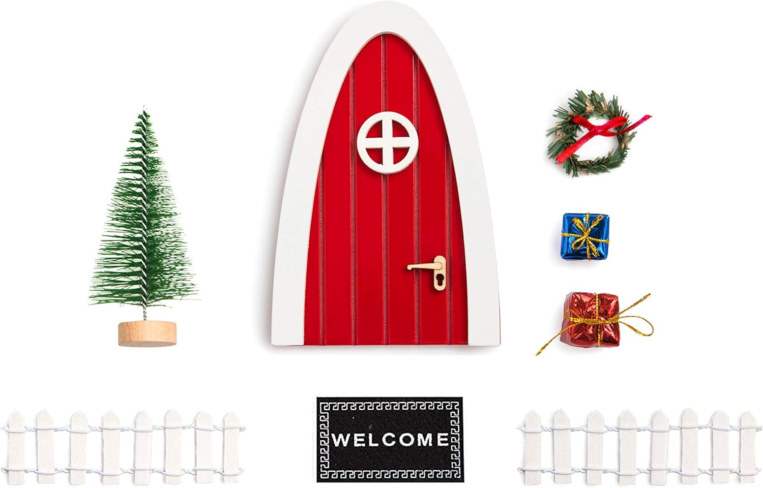 Garage Door Decorations - Red Elf Magic Girl Fairy Doors Christmas Decorations/Decorative The Santa's Elves'Enchanted Outdoor Decor for Elf's Night Before Christmas