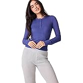 P.J. Salvage Womens Back to Basics Long Sleeve Crew Neck T-Shirt Top, Dark Periwinkle, X-Small