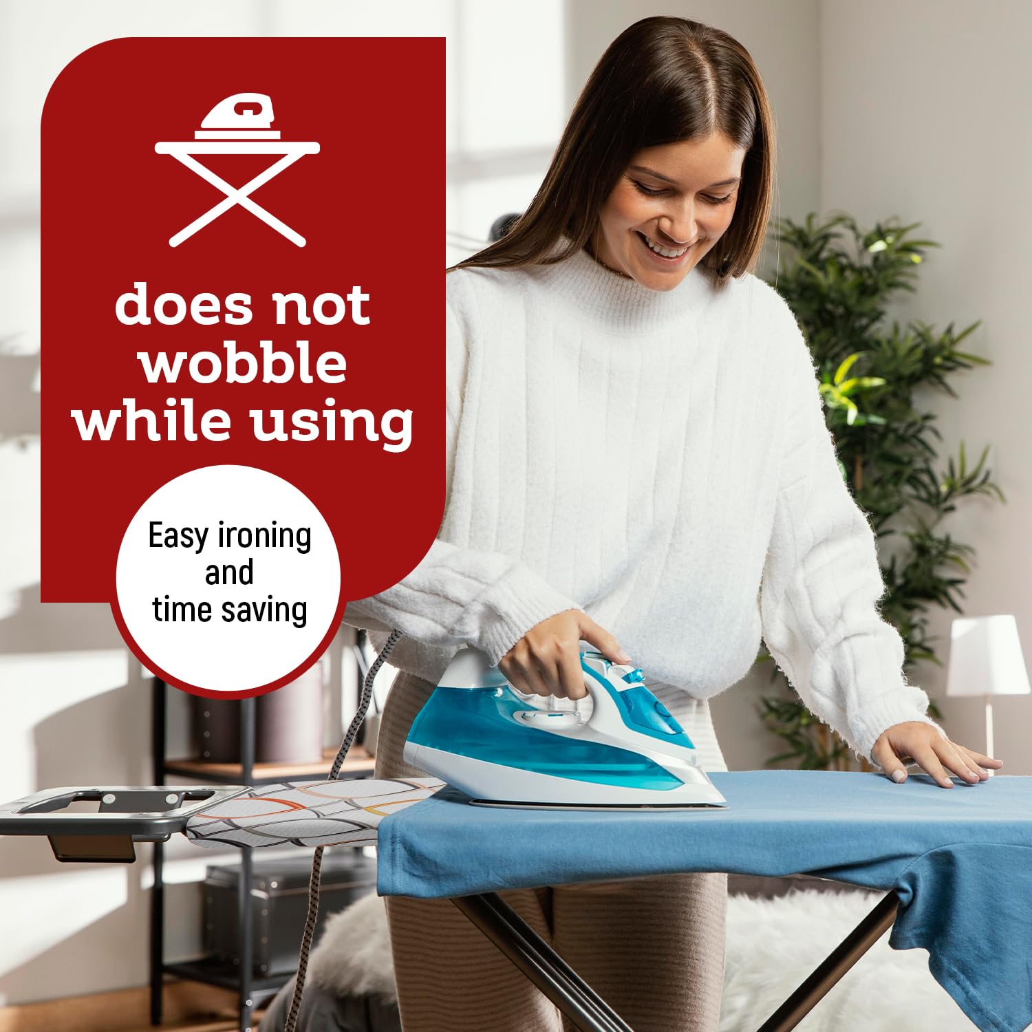 Perilla Big Ironing Board - Durable, Vapor Permeable, and Height Adjustable Iron Board- Heat Resistant Fabric - Metal 4 Legs with Silicone Stoppers - 38 X 110 CM Ironing Surface