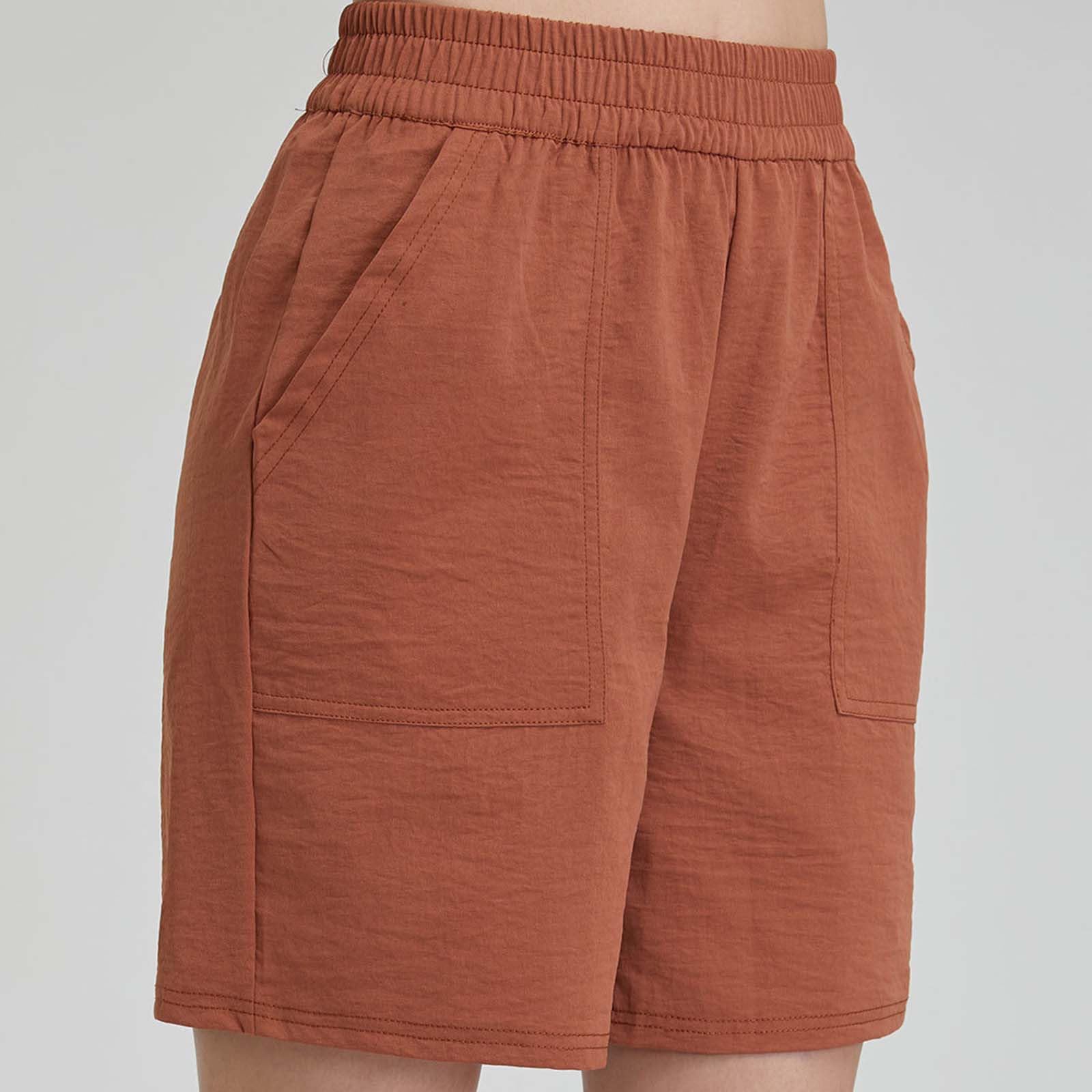 OTSANT Cotton Linen Shorts for Women Elastic Waist Drawstring Shorts Wide Leg Baggy Lounge Short Pants Summer Holiday Clothes Watermelon Red