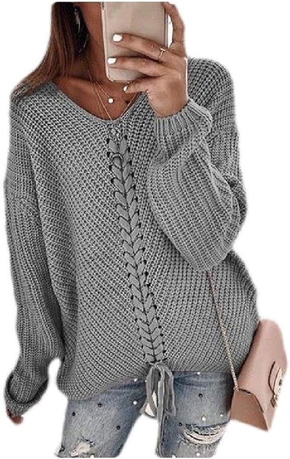 Amazon Tootess 女性レースアップニットジャンパールーズ冬秋プルオーバーセーター セーター 通販