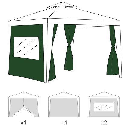 Shopisfy Replacement Gazebo 4pc Curtain 3 Metre Panel Set Green