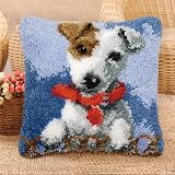 Latch Hook Kit For Adults & Kids - Halloween Cat Pattern DIY Pillow Cover, 17x17 Inch Beginner Craft Kit
