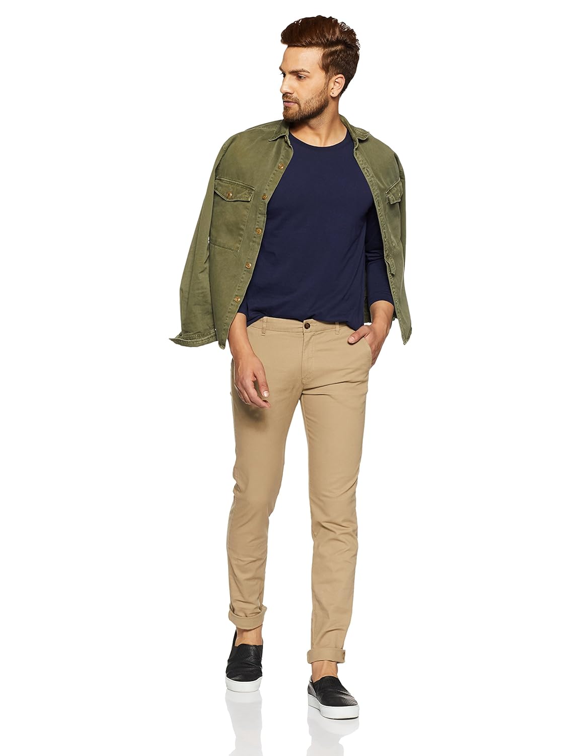 arrow sport men's straight fit cotton casual trousers