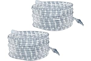 Tupkee LED Rope Light Cool-White - 24 Feet (7.3 m), for Indoor and Outdoor use - 10MM Diameter - 144 LED Long Life Bulbs Decorative Rope Tube Lights - Pack of 2