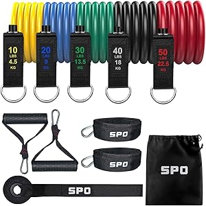Exercise Bands,Resistance Bands Set, with Door Anchor,Handles, Waterproof Carry Bag, Legs Ankle Straps for Resistance Training, Physical Therapy, Home Workouts
