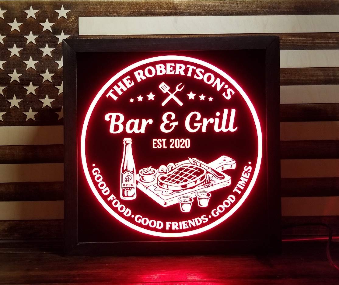 Custom Beer Bar & Grill Led Sign Lighted Bar Sign Handmade