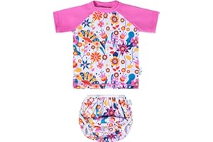 babygoal 2 Pieces Baby Swimming Suit Set Shorts Sleeve Kids Rash Guard Set Boys Swim Bathing Suit for Toddler