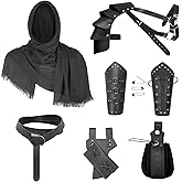 Medieval Knight Leather Men Renaissance Half Shoulder Cape Scarf Buckle Bracers Retro Sword Frog