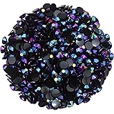 2250 Pcs SS16 4mm AB Flatback Rhinestones for Nails Art Crafts Glitter Round Shine Gems Crystals DIY Clothes Shoes (Black-Bottom Purple Red AB)