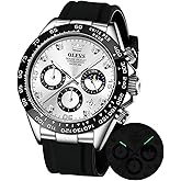 OLEVS Men's Watches Chronograph Multifunction Sport Silicone Luxury Diamond Moon Phase Quartz Male Watch Waterproof Wrist Watch